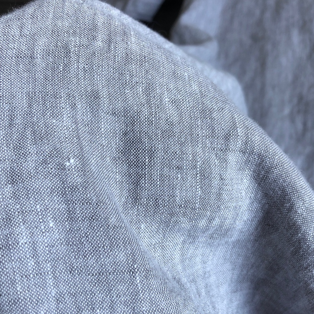 Muji Linen 3/4 Sleeve Pocket Dress Heathered Grey Medium Lagenlook Layering - Picture 11 of 16